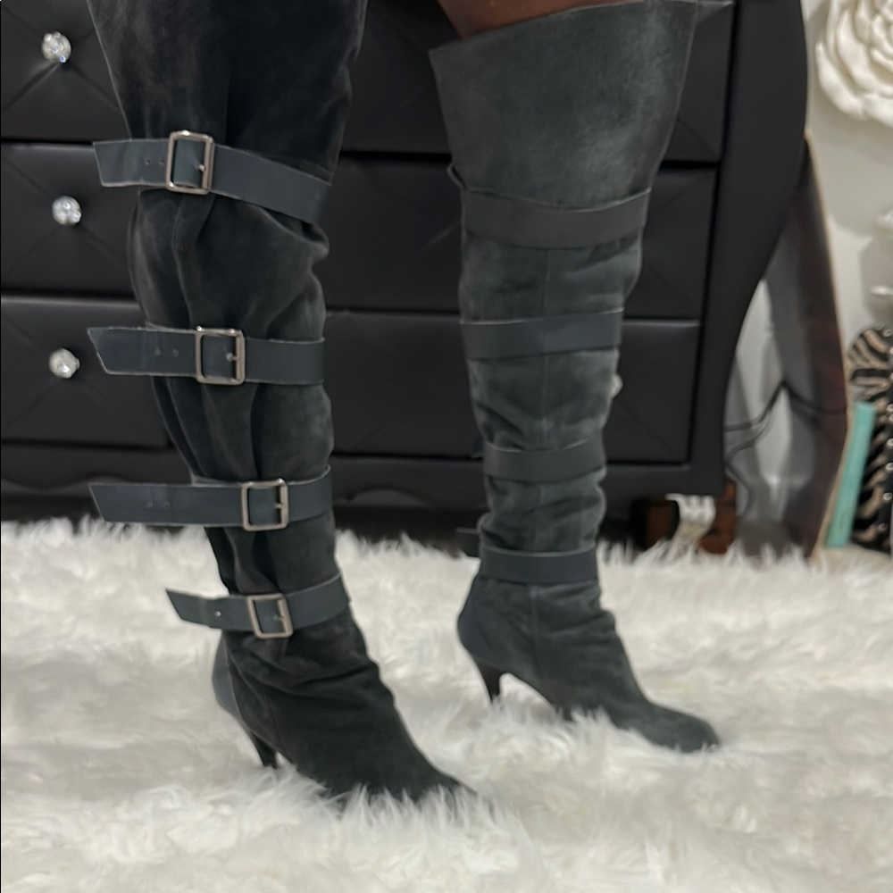 BCBG Black Over the Knee Boots with Buckles
